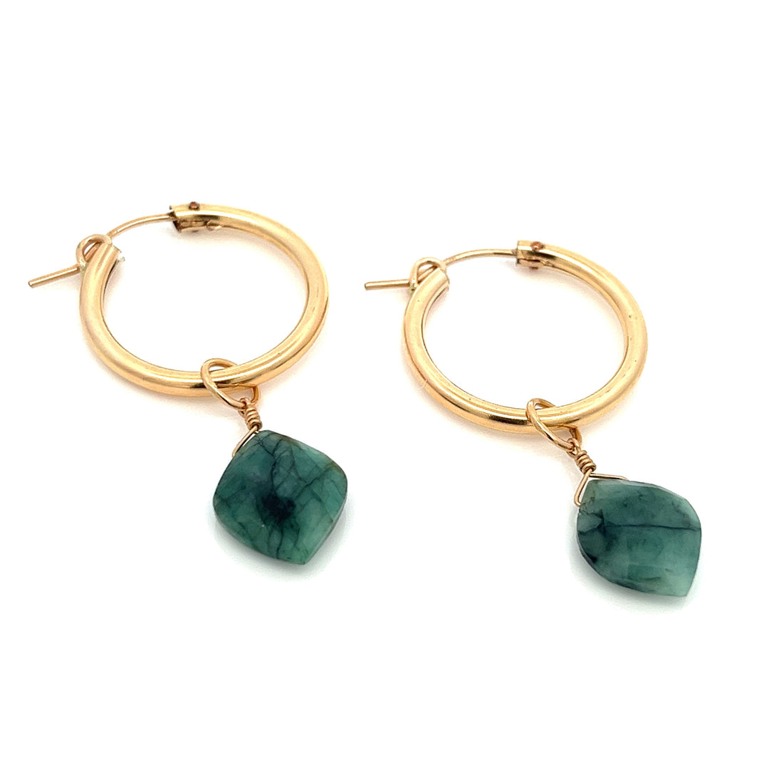 emerald kite charm hoop earrings - Valentshop Jewelry
