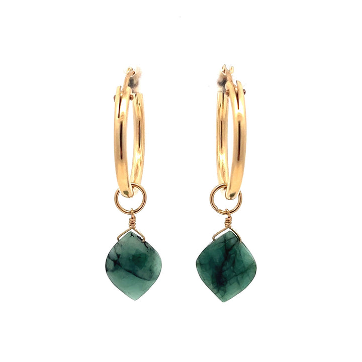 emerald kite charm hoop earrings - Valentshop Jewelry