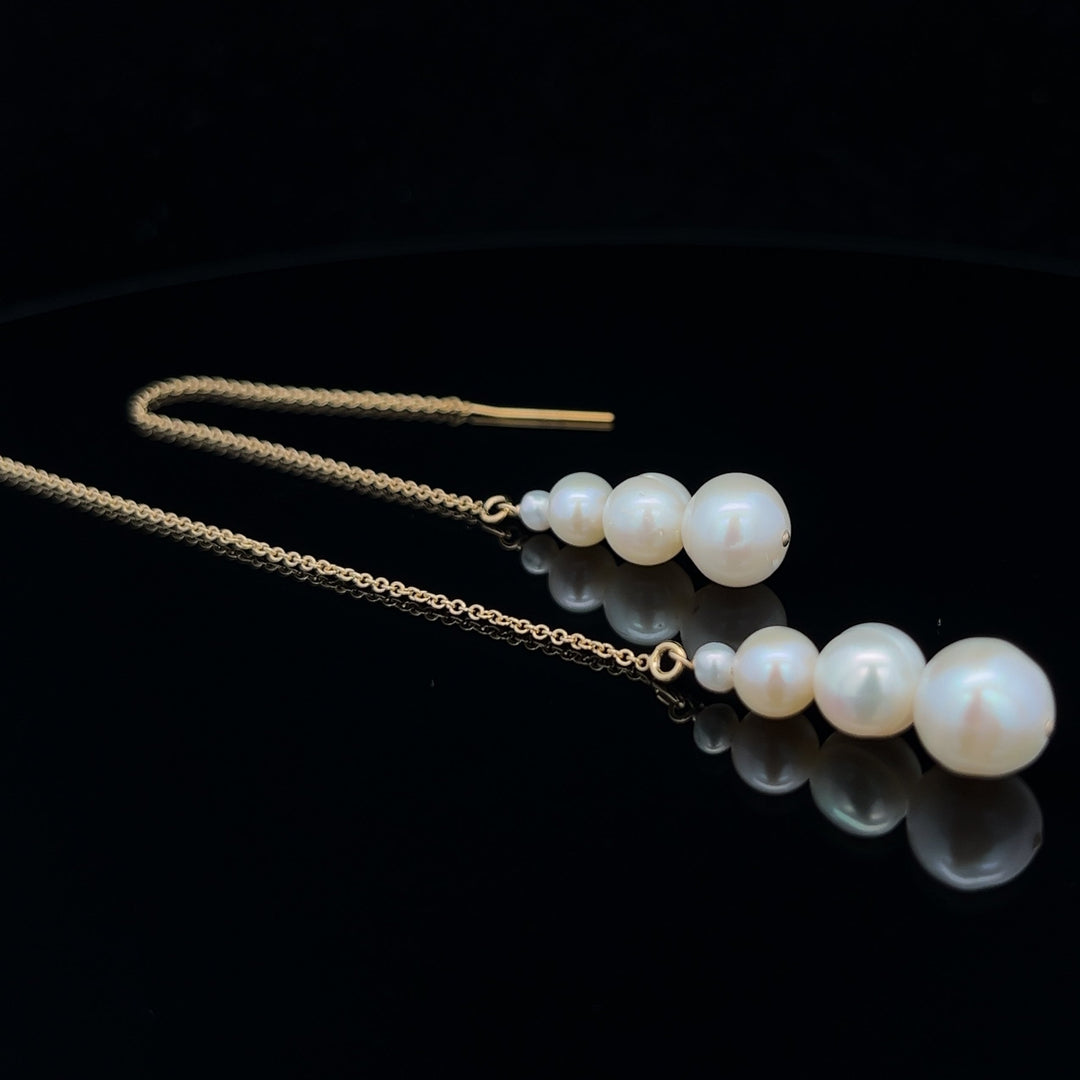 graduated 4-pearl threader earrings - valentshop.com