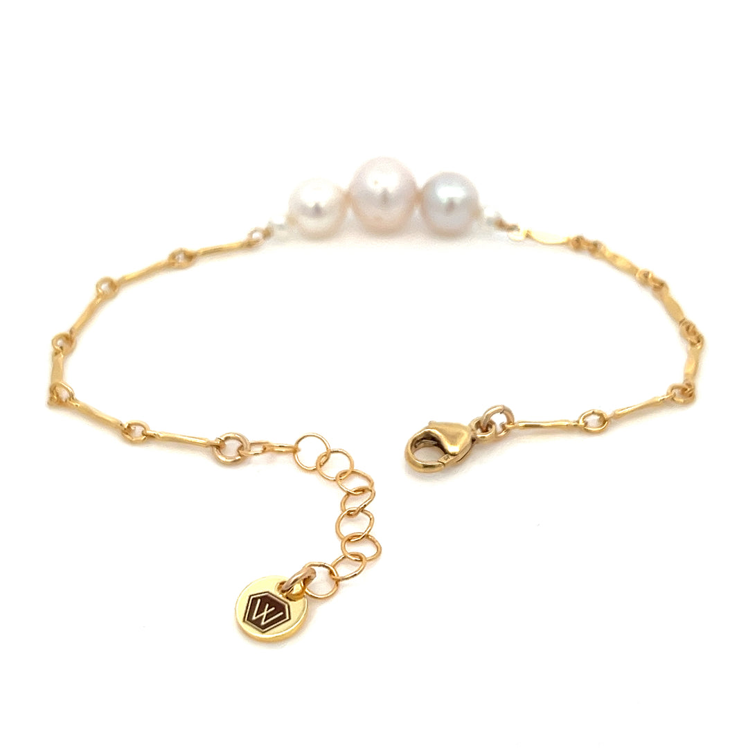 graduated five-pearl and gold bar bracelet - valentshop.com