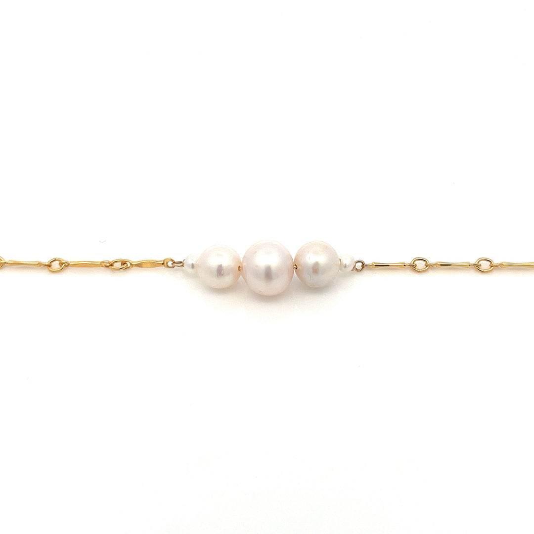 graduated five-pearl and gold bar bracelet - valentshop.com