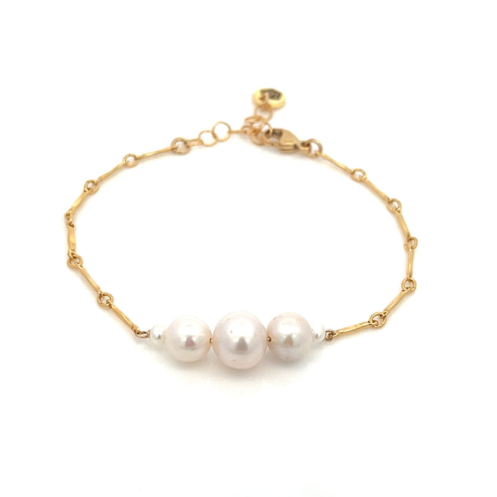 graduated five-pearl and gold bar bracelet - valentshop.com