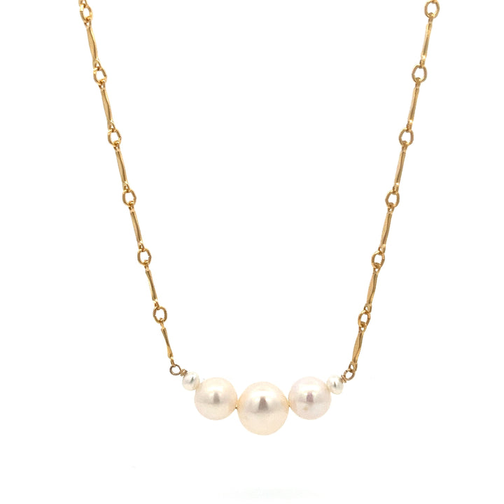 graduated five-pearl and gold bar necklace - valentshop.com