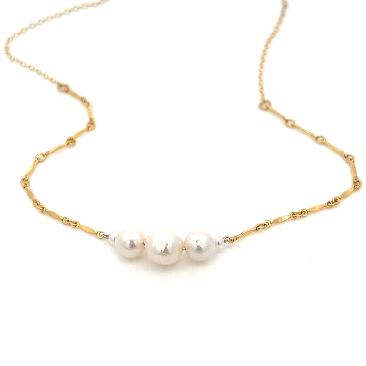 graduated five-pearl and gold bar necklace - valentshop.com
