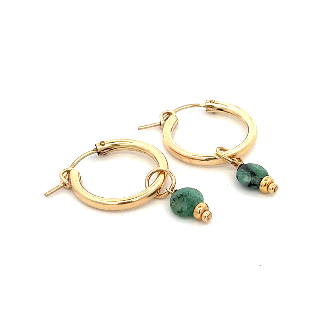 faceted birthstone coin charm - hoop earrings - valentshop.com