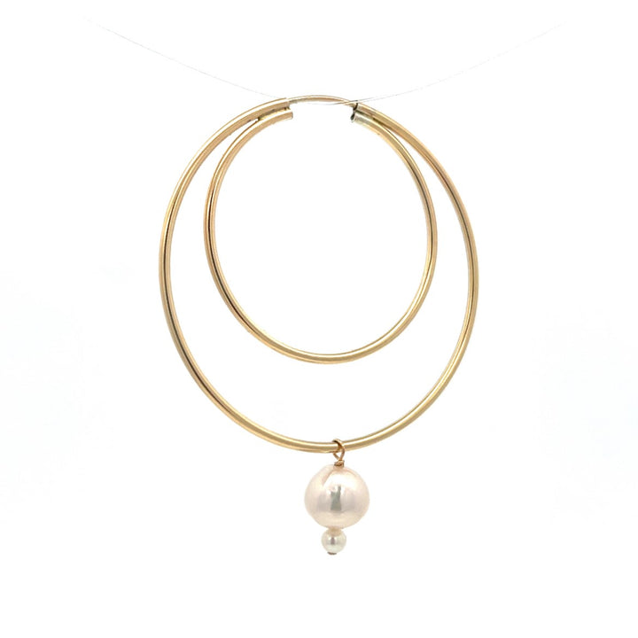 large double hoop earrings with graduated pearl drop - valentshop.com