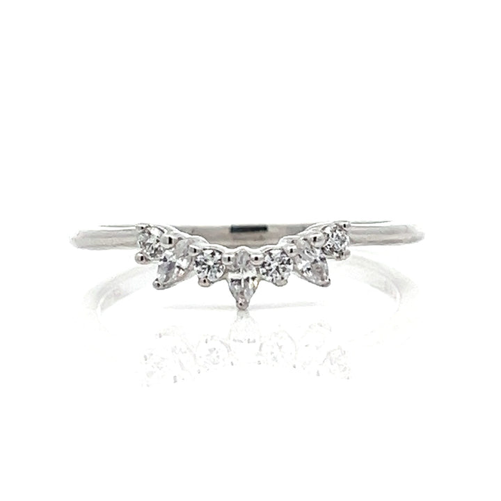 curved round & marquise diamond band - Valentshop Jewelry