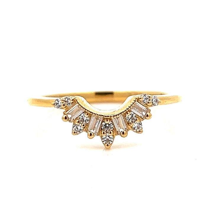 milgrain contour baguette & round diamond band - Valentshop Jewelry