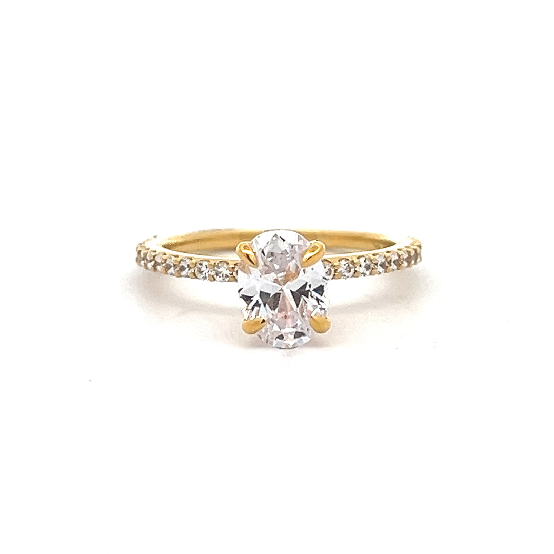 1 1/2 ctw oval diamond engagement ring with pave accents & hidden collar - valentshop.com