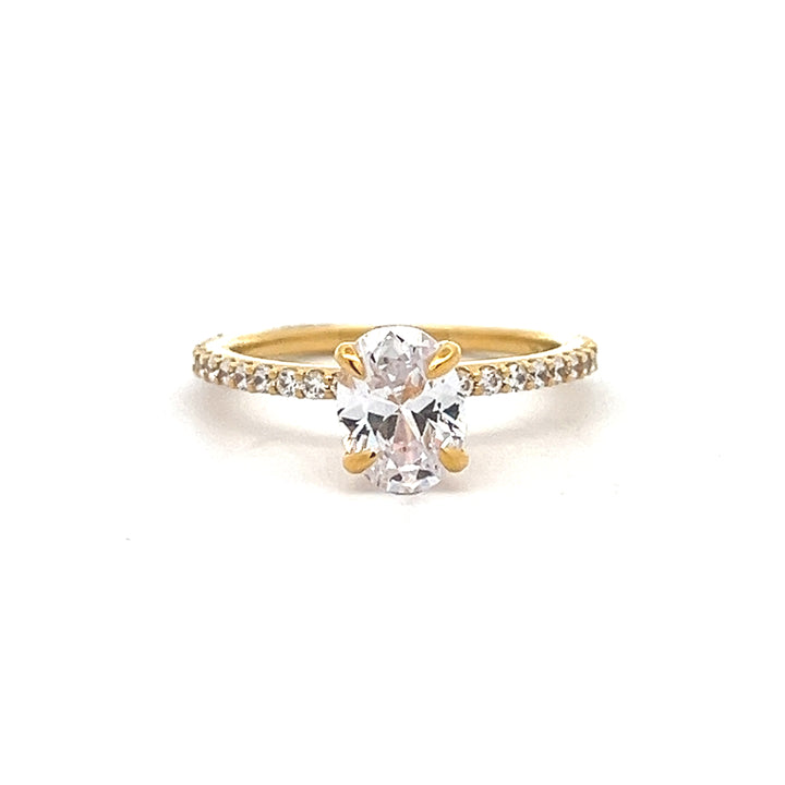 1 1/2 ctw oval diamond engagement ring with pave accents & hidden collar - valentshop.com