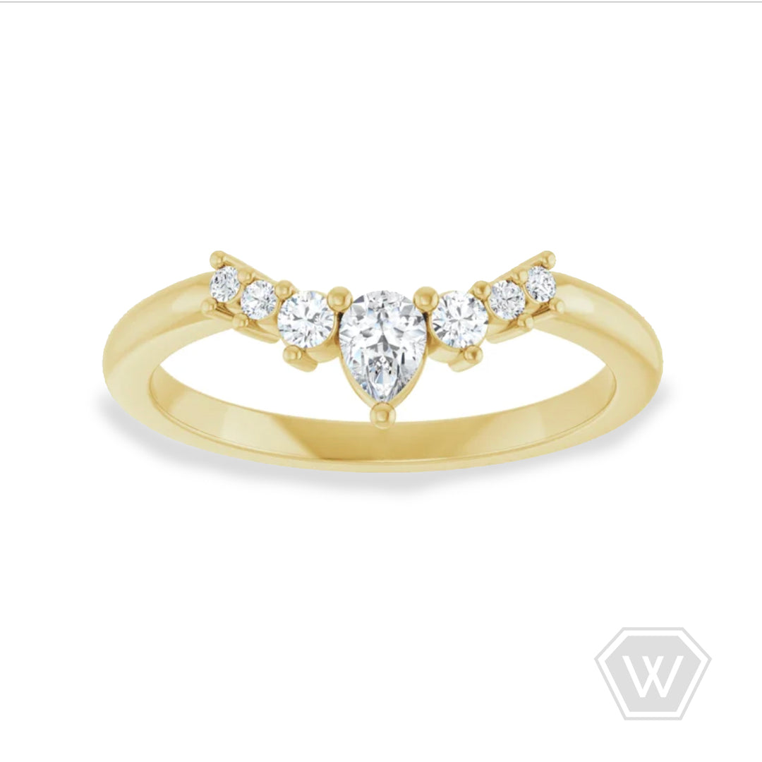 pear curved contour diamond band - .25 ctw - valentshop.com