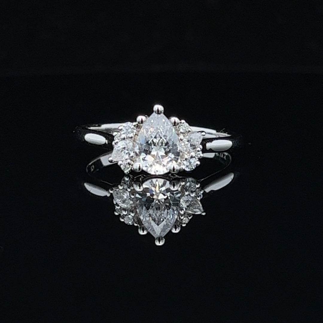 1 5/8 ctw pear diamond engagement ring with diamond accents - valentshop.com