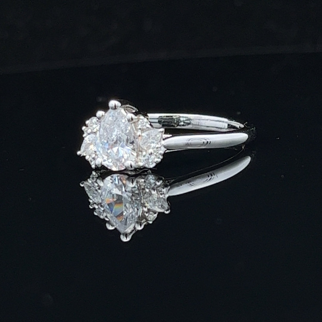 1 5/8 ctw pear diamond engagement ring with diamond accents - valentshop.com