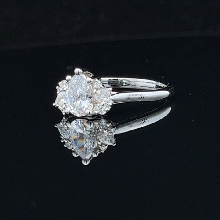 1 5/8 ctw pear diamond engagement ring with diamond accents - valentshop.com