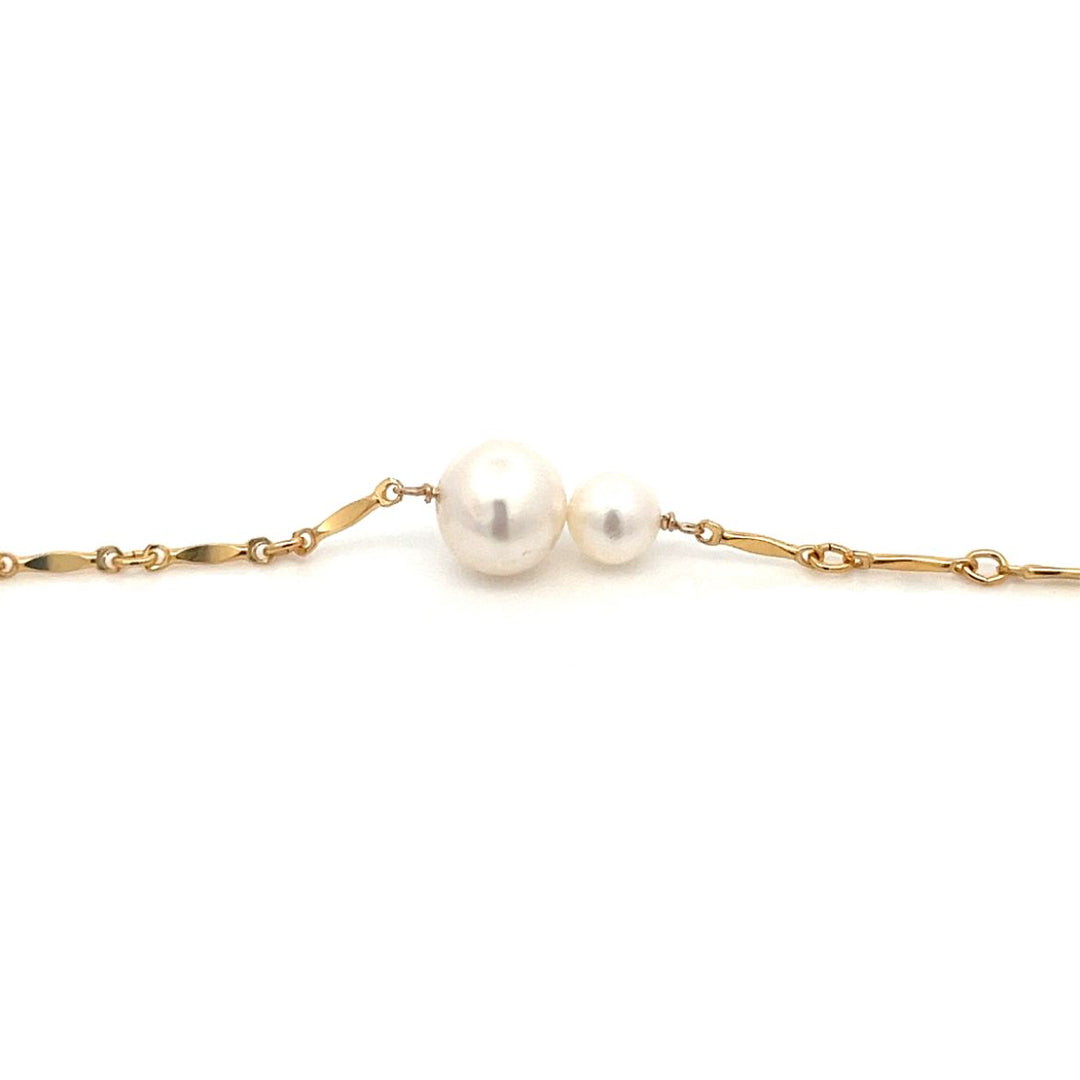 graduated duo pearl and gold bar bracelet - valentshop.com