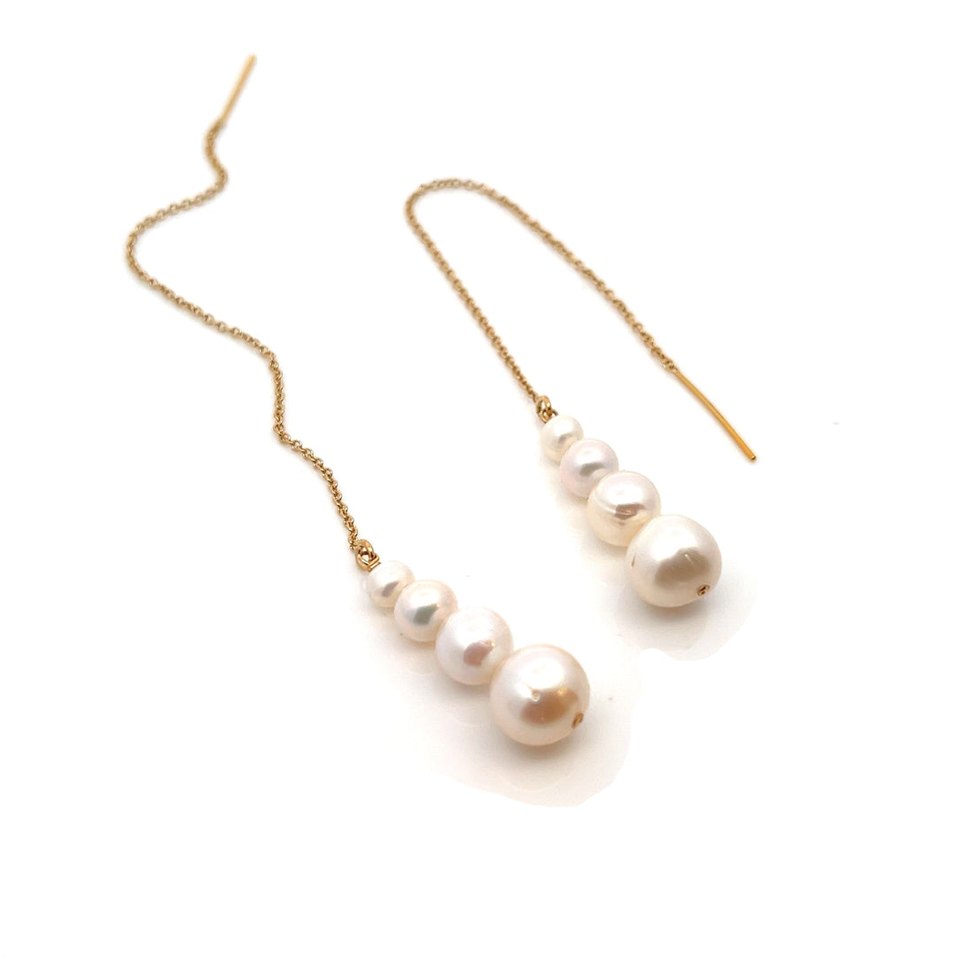 graduated 4-pearl threader earrings - Valentshop Jewelry