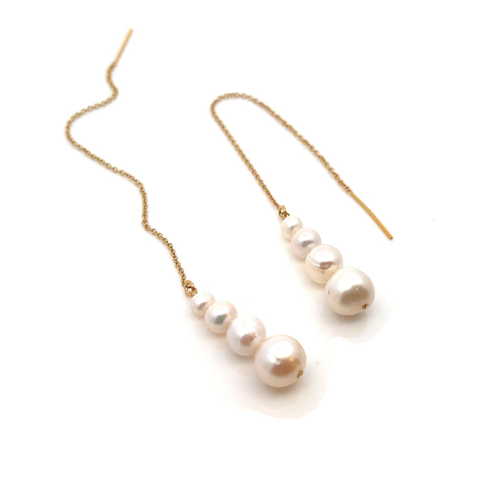 graduated 4-pearl threader earrings - Valentshop Jewelry