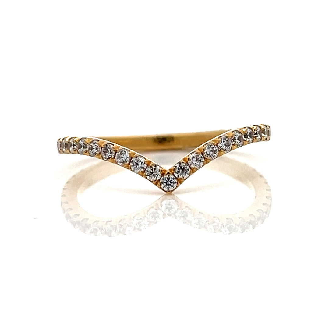 v-shaped round contour diamond band - Valentshop Jewelry