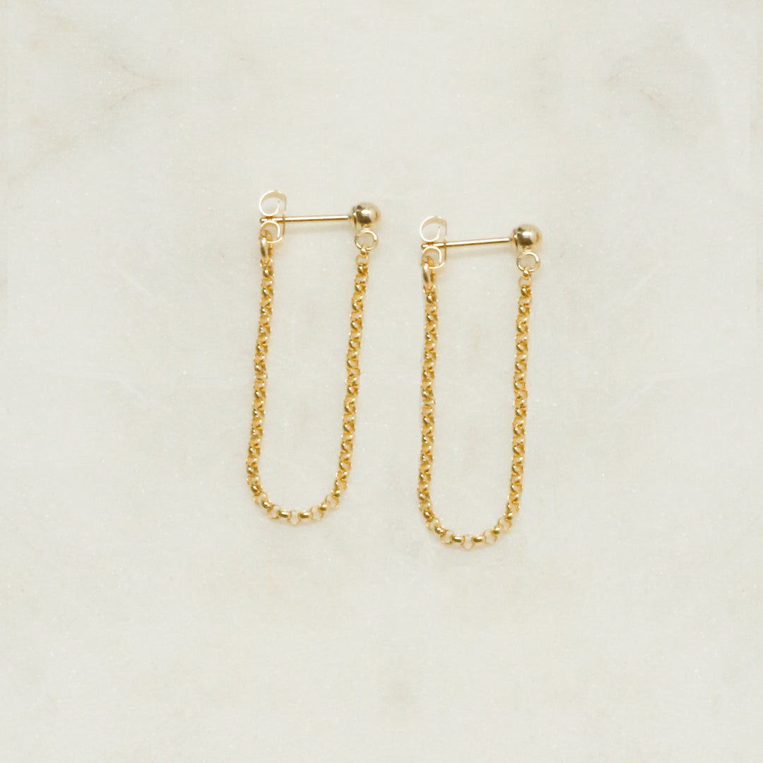 "front-to-back" chain earrings - round link - valentshop.com