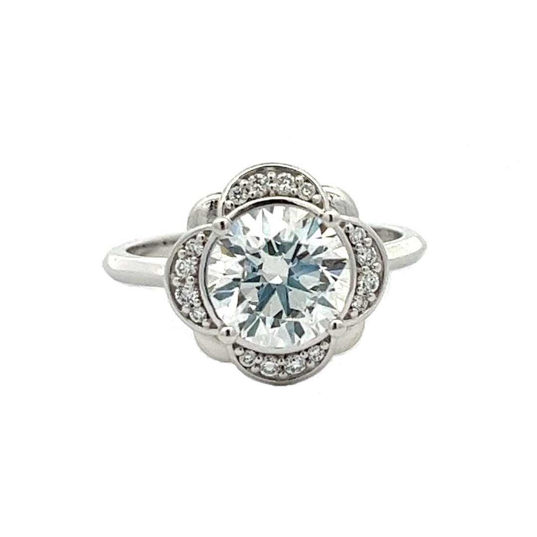 1.75 ctw scalloped halo round diamond engagement ring - Valentshop Jewelry