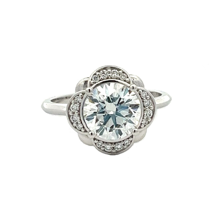 1.75 ctw scalloped halo round diamond engagement ring - Valentshop Jewelry