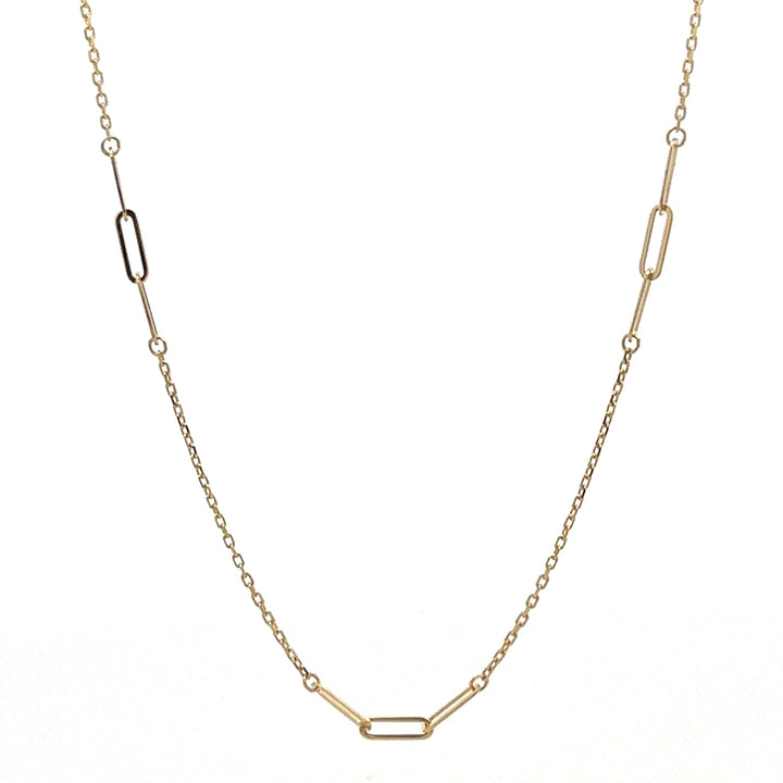 14K solid gold paperclip triple-station necklace - valentshop.com