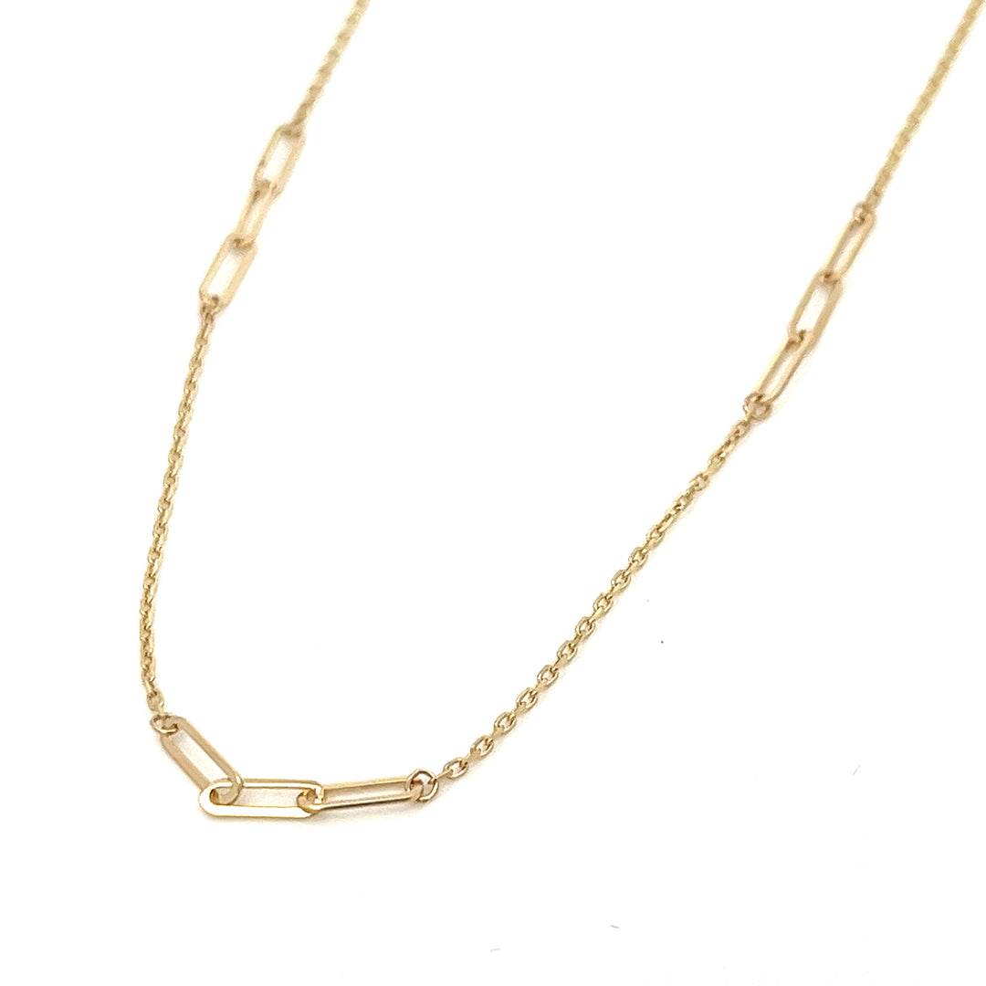 14K solid gold paperclip triple-station necklace - valentshop.com