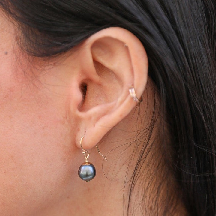 14K van luna - tahitian pearl drop earrings - Valentshop Jewelry