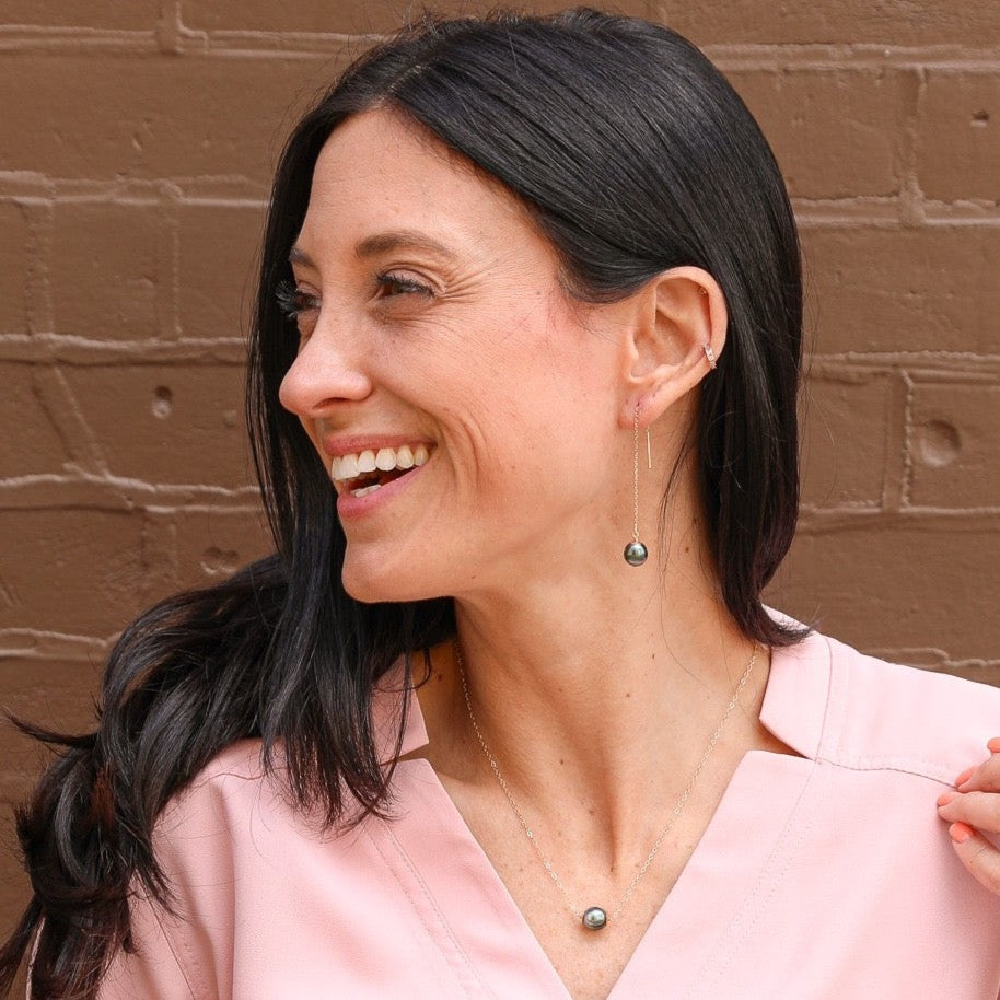 14K van luna - classic tahitian pearl threaders - Valentshop Jewelry