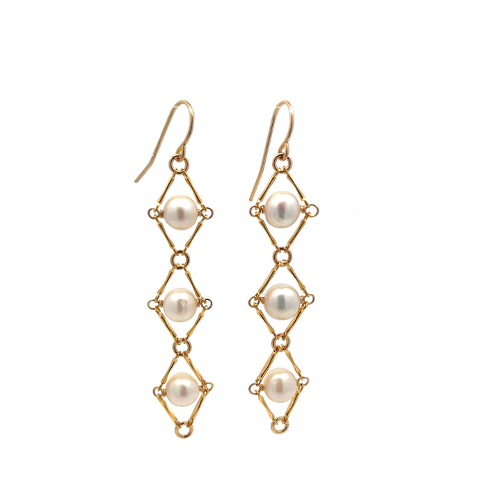 triple pearl trapeze earrings - valentshop.com