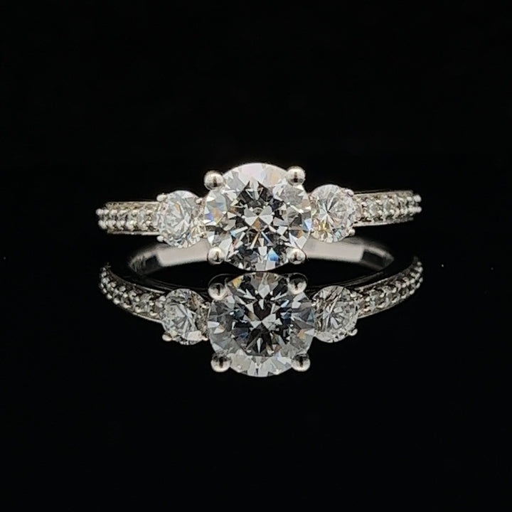 1 1/2 ctw three-stone round french-set diamond engagement ring - valentshop.com