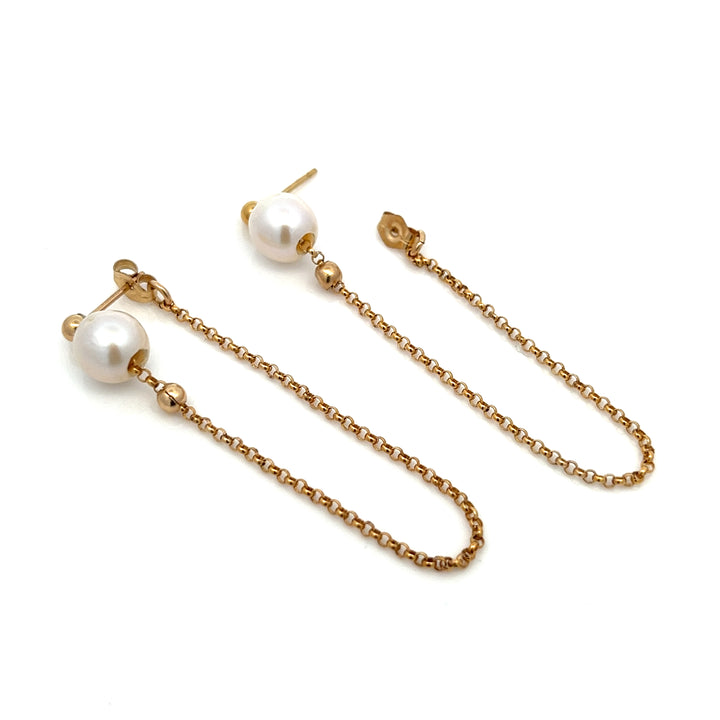 pearl chain swing earrings - Valentshop Jewelry