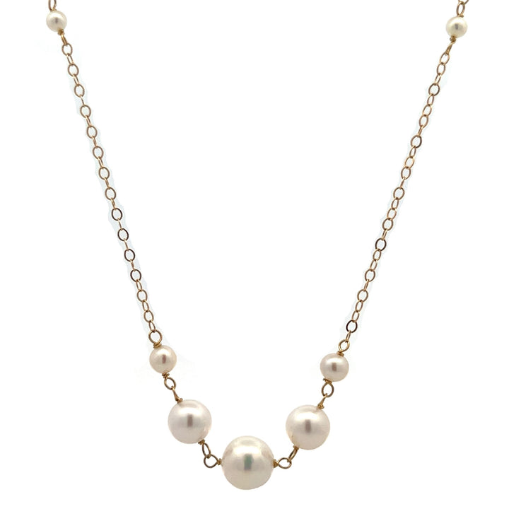 14K van luna - graduated akoya pearl necklace - Valentshop Jewelry