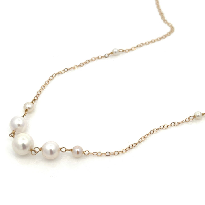 14K van luna - graduated akoya pearl necklace - Valentshop Jewelry